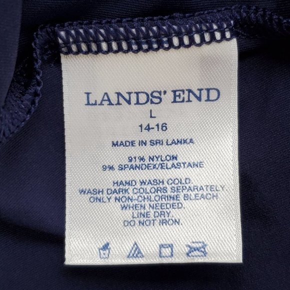 Lands' End Navy Aqua Activewear Fitness Casual Tank Top Size L (14-16) - Picture 9 of 10